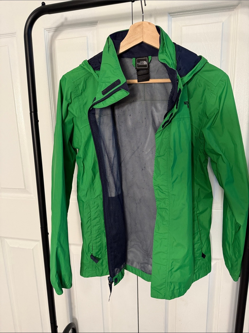 The North Face Men's Green Rain Jacket with Navy Lining